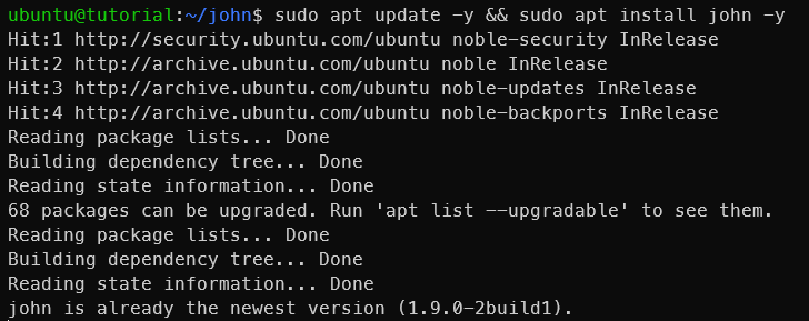 Installing John the Ripper tool