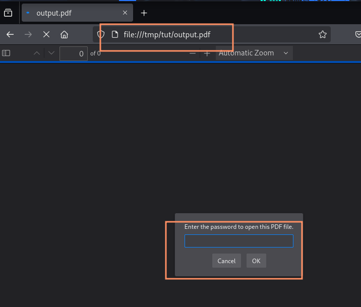 Opening the encrypted PDF file